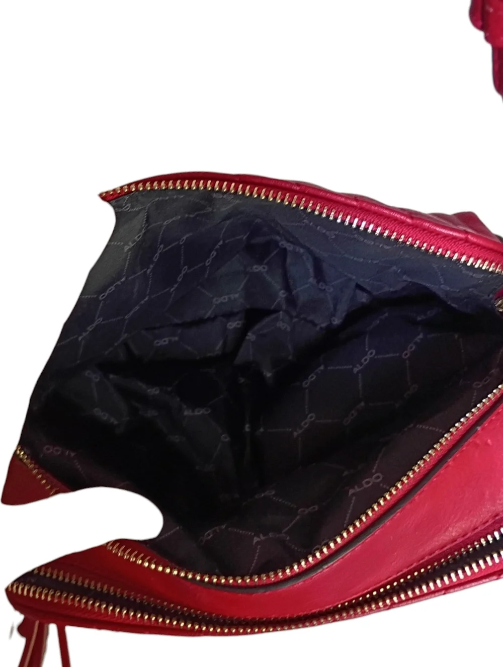 Aldo Red Quilted Double Zipper Crossbody Bag - Picture 6 of 9